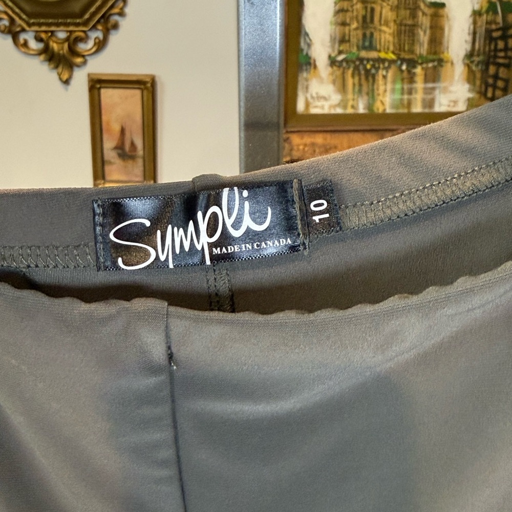 NWT Sympli Slice Pant Size 10 Hazel Green Slit Hem Made in Canada Travelwear - Picture 11 of 11